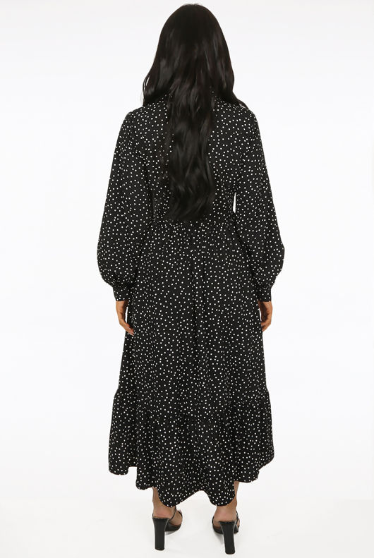 Black Polka Dot Button Front Dress