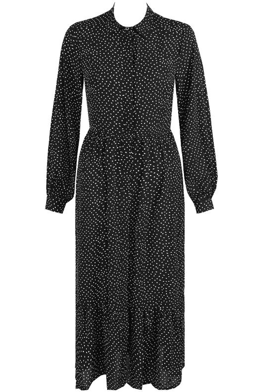 Black Polka Dot Button Front Dress