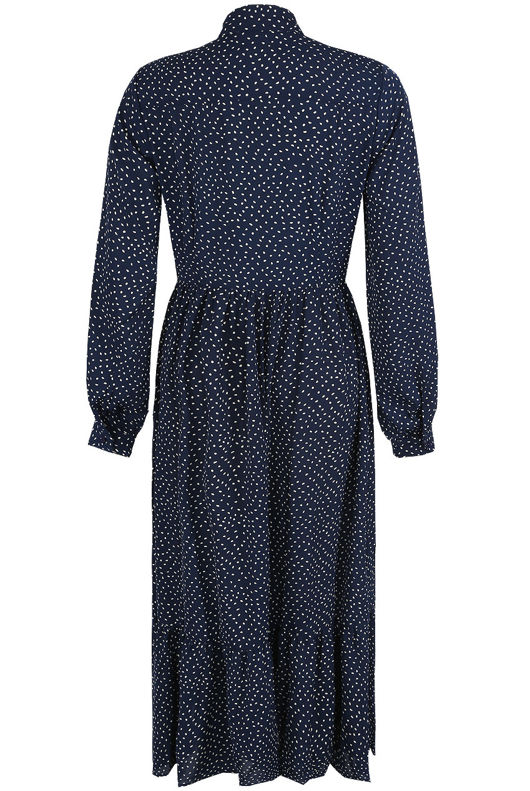 Navy Polka Dot Button Front Dress