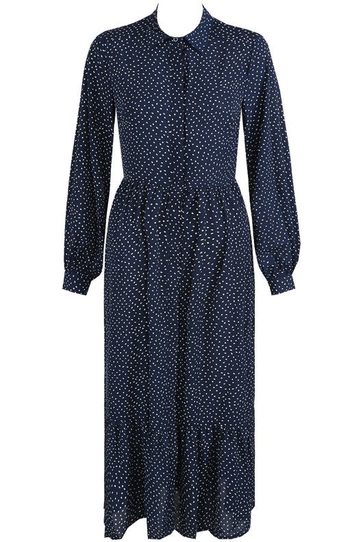 Navy Polka Dot Button Front Dress