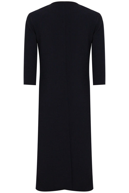 Navy Crepe Tie Fastening Duster Coat