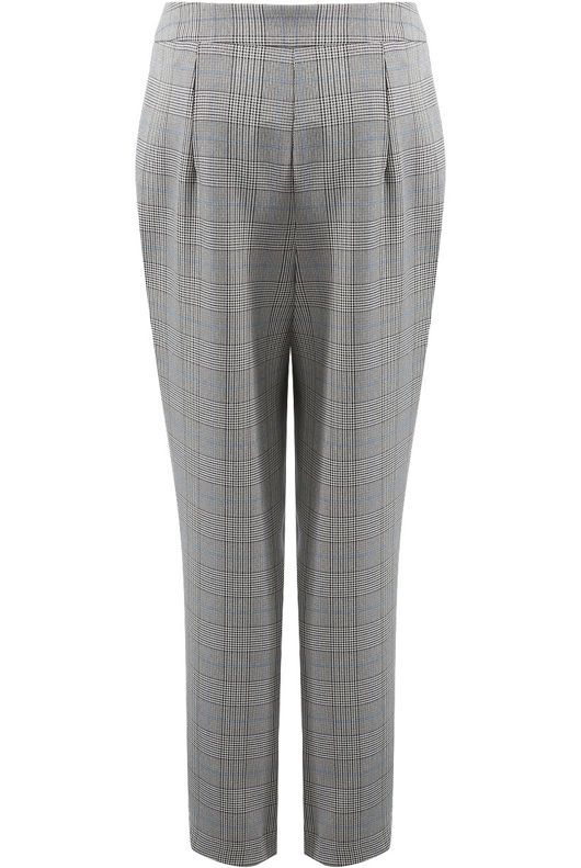 Grey Glen Plaid Pleated Tapered Trousers