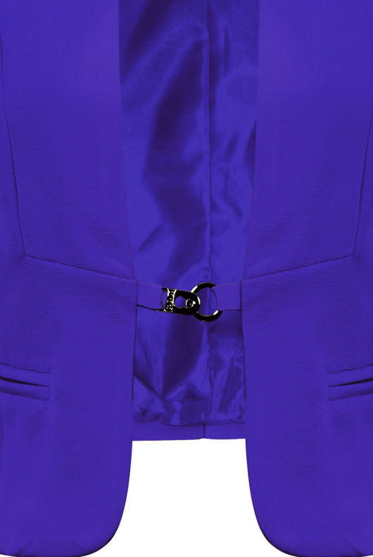 Royal Blue Puff Sleeve Hook Fastening Short Blazer 