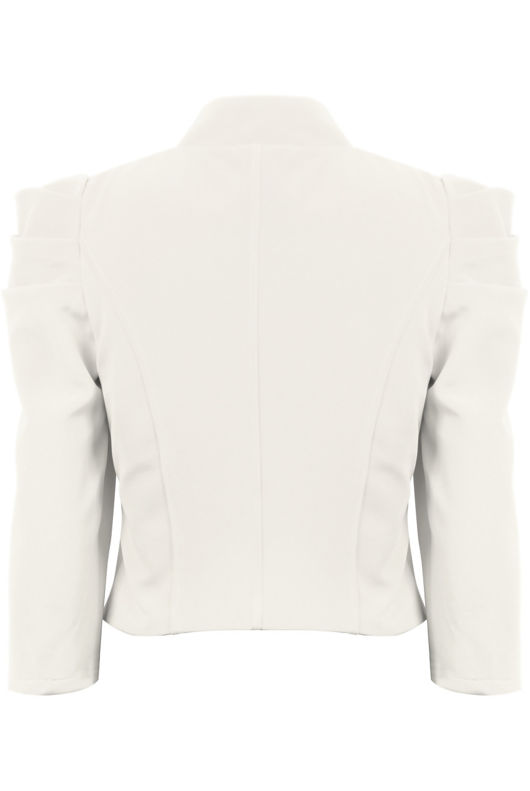 Cream Puff Sleeve Hook Fastening Cropped Blazer