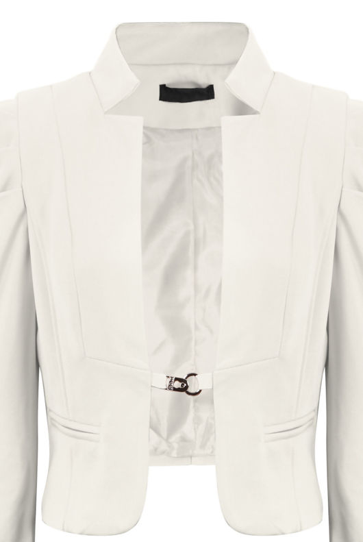 Cream Puff Sleeve Hook Fastening Cropped Blazer