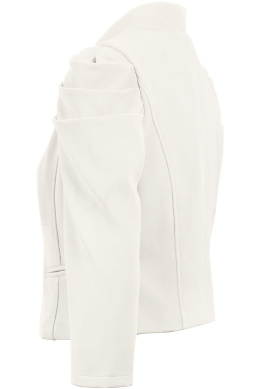Cream Puff Sleeve Hook Fastening Cropped Blazer