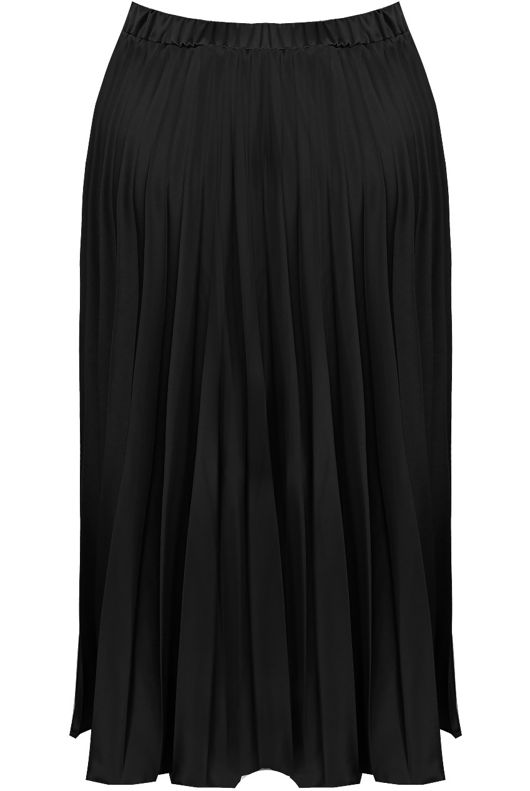 Black Elasticated Waist Pleated Skirt