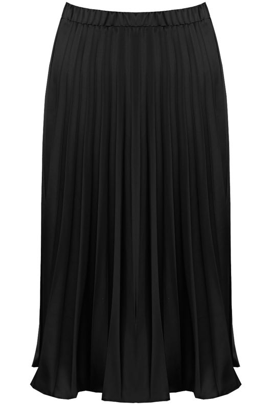 Black Elasticated Waist Pleated Skirt
