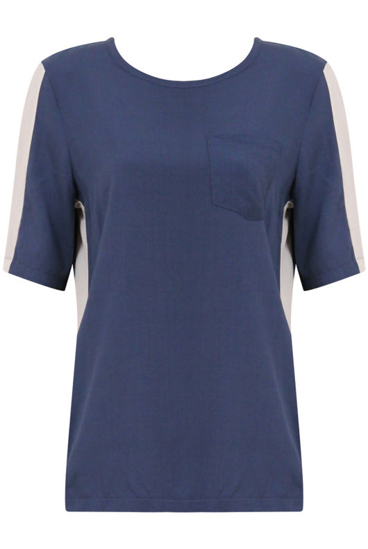 Blue & White Contrast Top