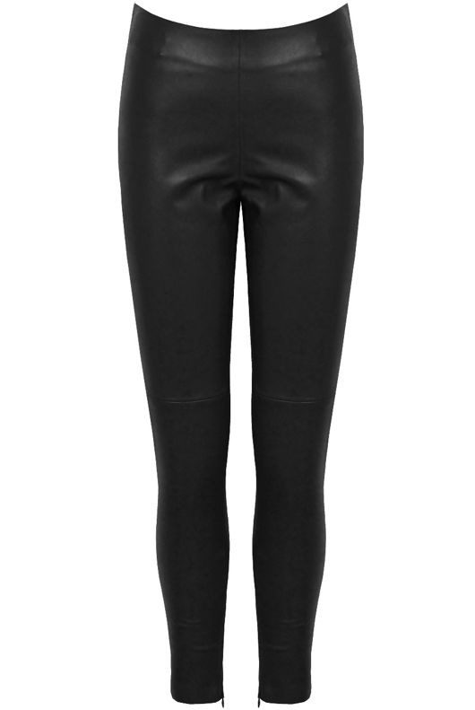 Black PVC Side Zip Up Leggings