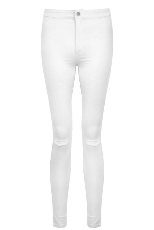 White Ripped Knee Skinny Tube Jean