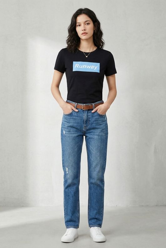 Runway Printed T-Shirt in BLACK