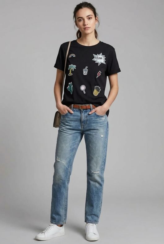 Black Badge Embellished Tees