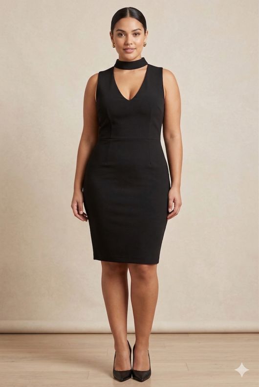 Black Key Hole Bodycon Dress