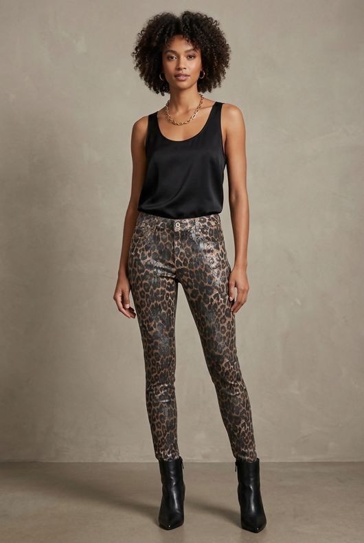 Leopard Print Low Rise Skinny Jeans