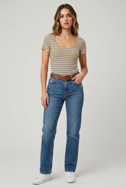Mustard Ribbed Stripes Top 