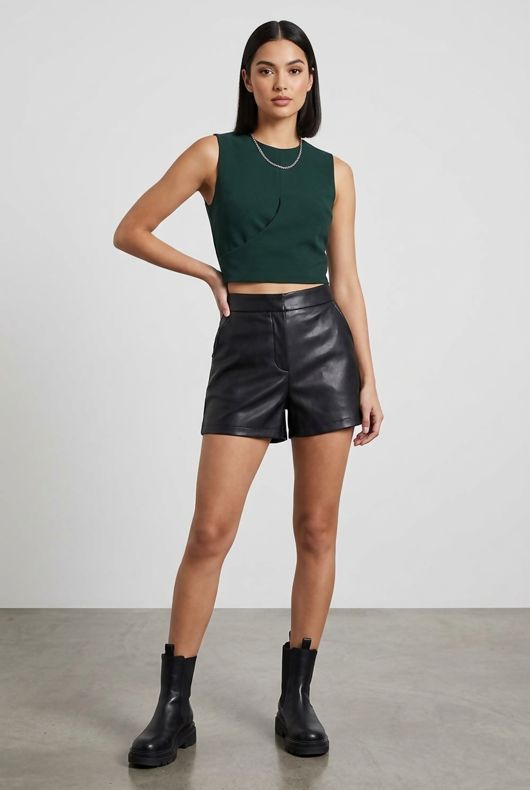 Green Cross Over Sleeveless Top 