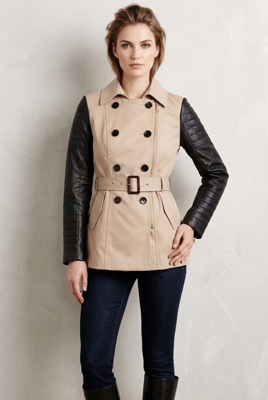 Taupe PVC Arms Cross Zipped Trench Coat