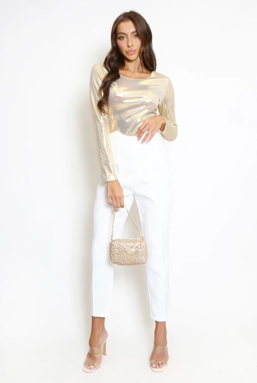 Gold Foil Round Neck Bodysuit
