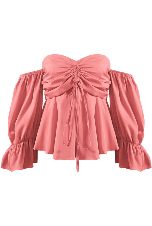 Pink Bandeau Off The Shoulder Top