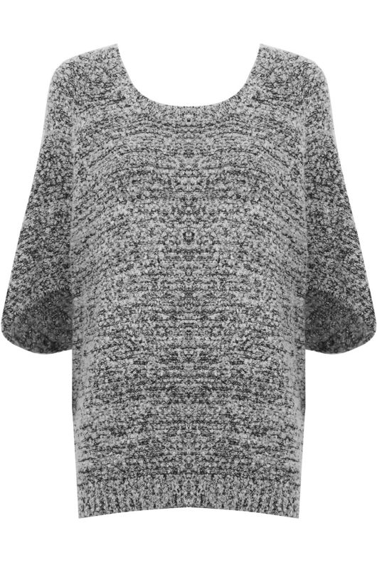Grey Contrast Tweed Cape Style Jumpers 