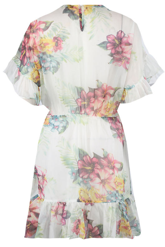 White Chiffon Floral Skater Dress