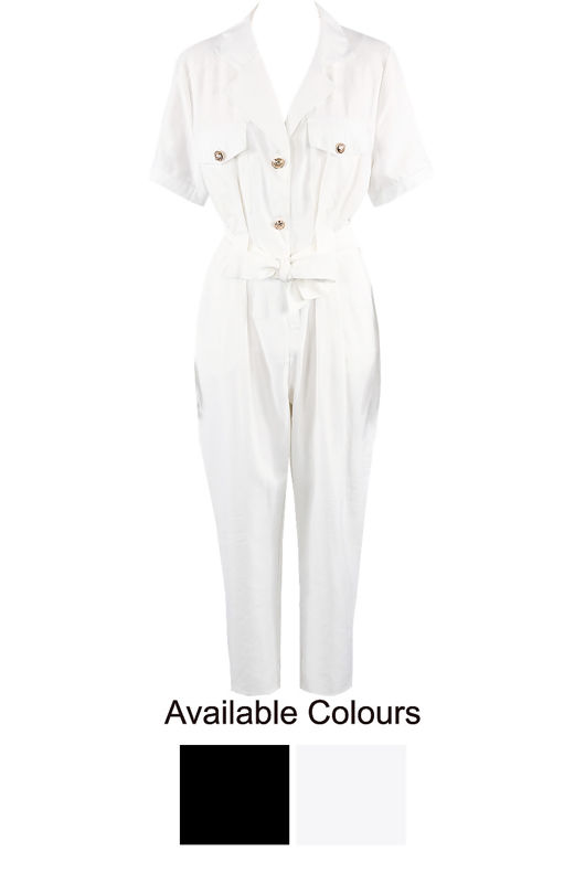 Black and white mix pack Front Button Up Boilersuit