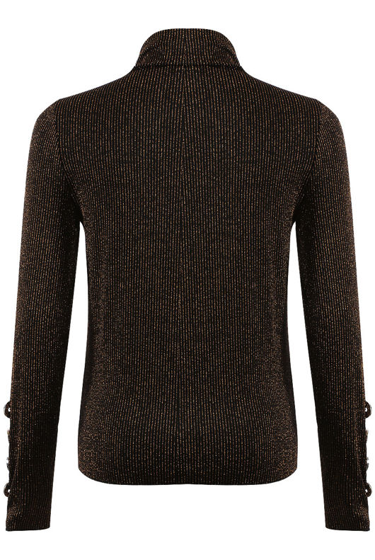 Gold High Neck Glitter Stripes Top