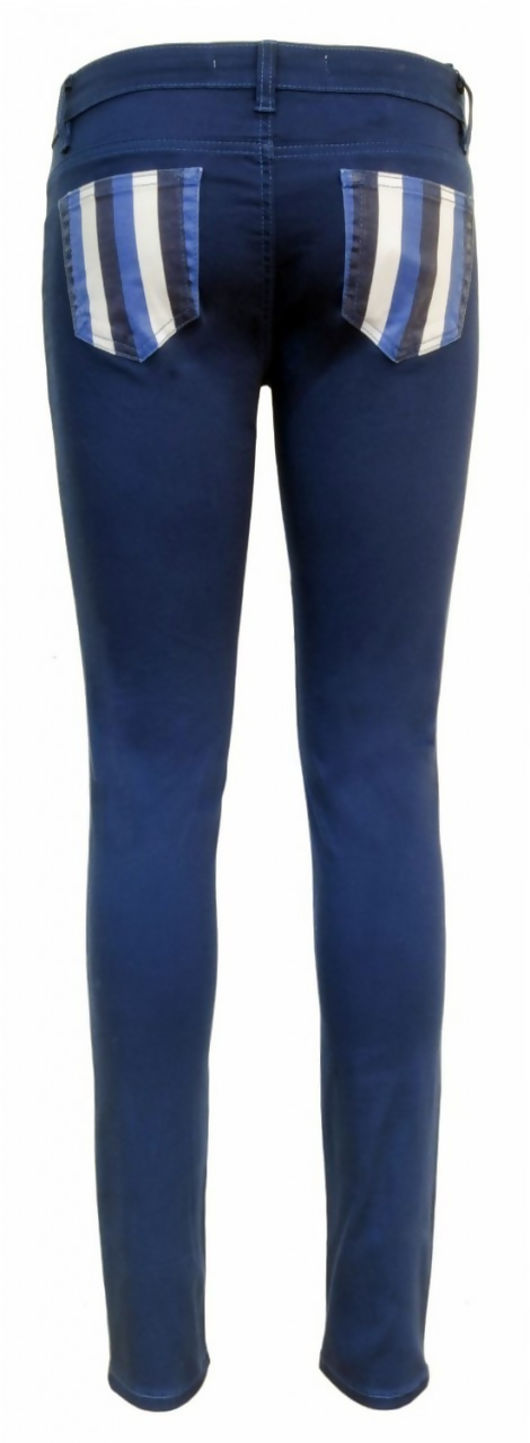 Blue Striped Skinny Jeans
