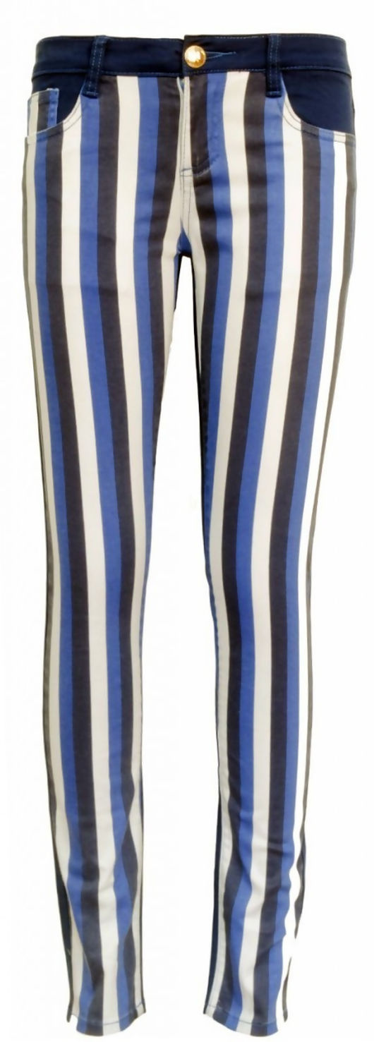 Blue Striped Skinny Jeans 