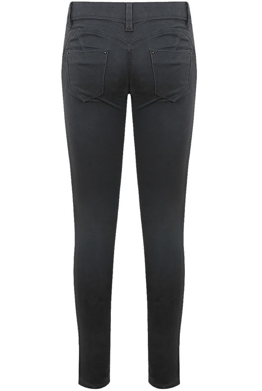 Grey Soft Skinny Zip Up Jeans
