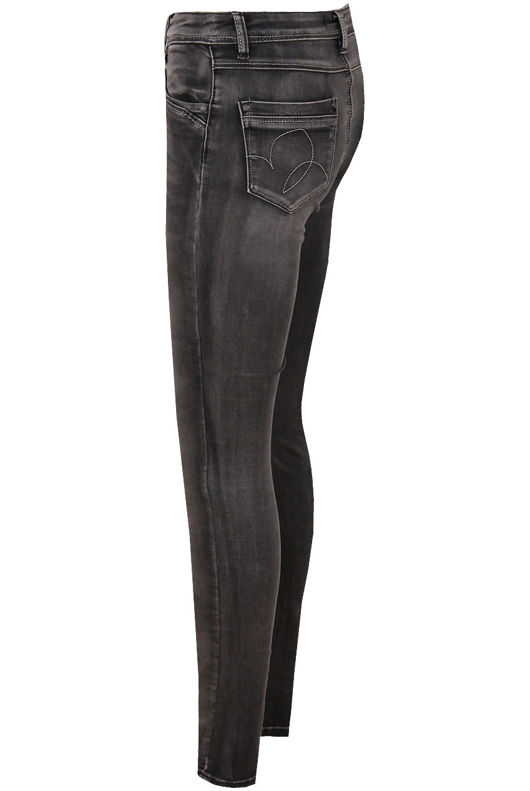 Grey Washed Denim Front Zip Up Jeans