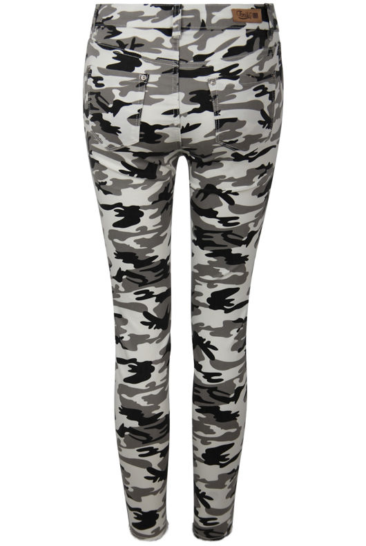 Camouflage Mid-Rise White Jeans 
