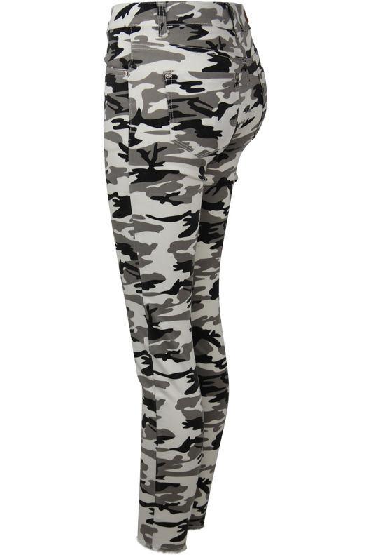 Camouflage Mid-Rise White Jeans 