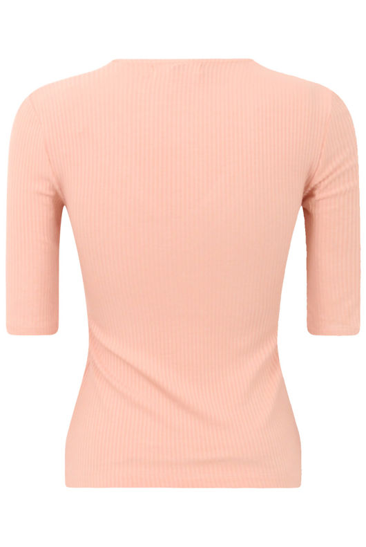 Rose Ribbed Lace Up Fitted T-Shirt