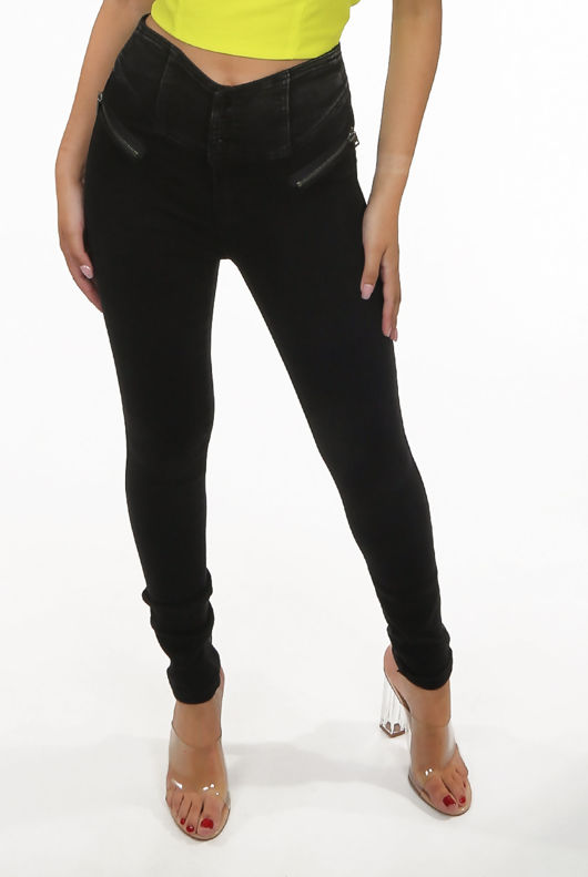 Triple Button Up High Waist Jeans