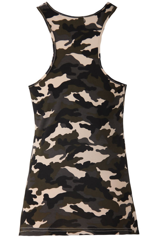 Green Camouflage Muscle Back Tops