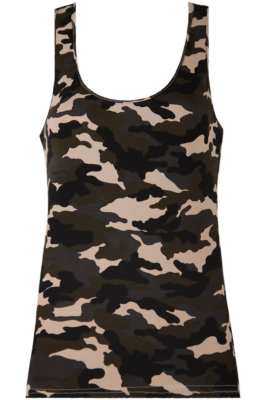 Green Camouflage Muscle Back Tops