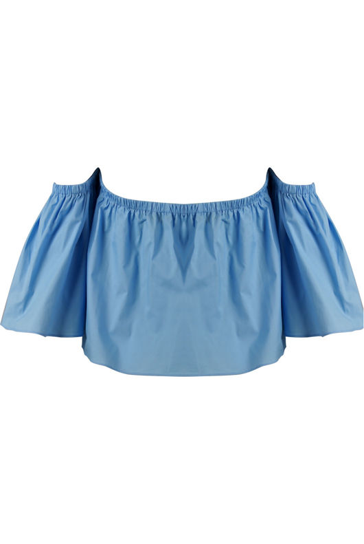 Dark Blue Elasticated Off Shoulder Crop Top 
