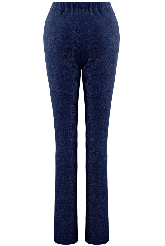 Navy Lurex Waist Wide Leg Trouser