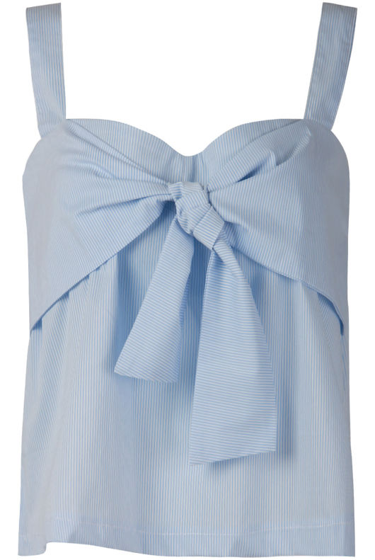 Stripe Knot Front Crop Top