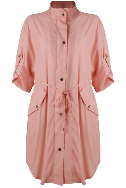 Rose Tie Waist Cross Pocket Shirt Dress