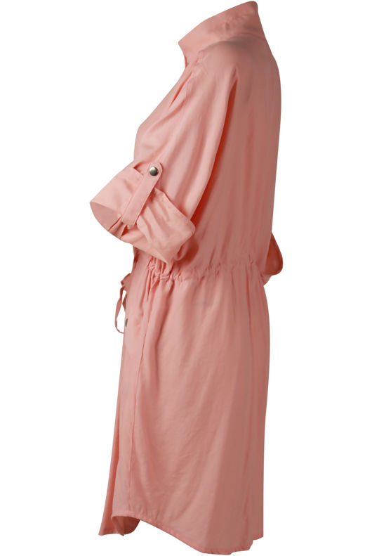 Rose Tie Waist Cross Pocket Shirt Dress