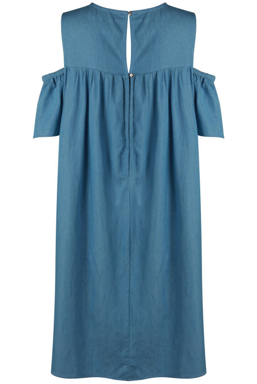 Blue Cold Shoulder Shift Dress