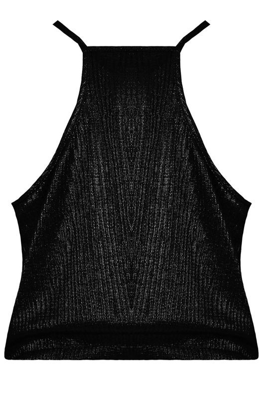 Black Cross Over Glittered Cami Tops