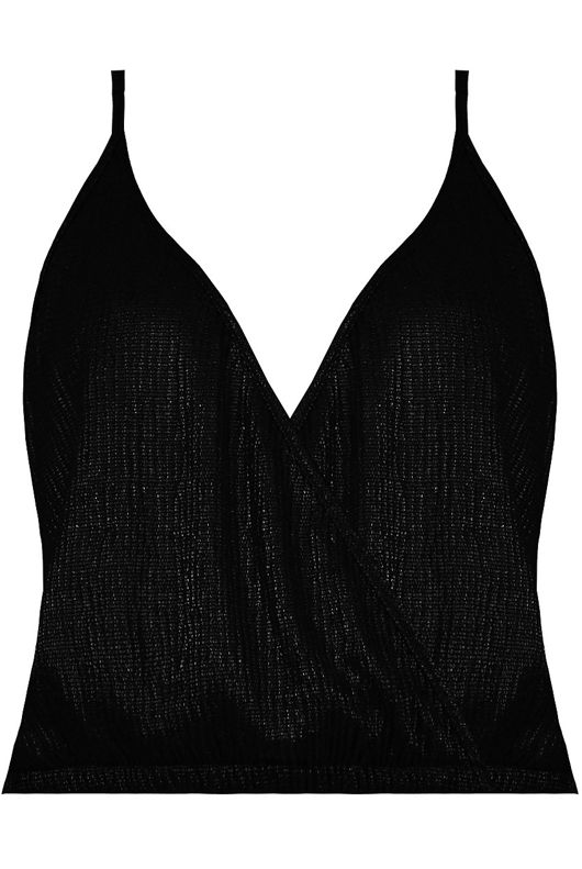 Black Cross Over Glittered Cami Tops