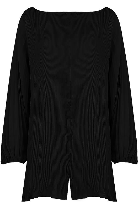 Black Pleated Back Button Up Playsuit 