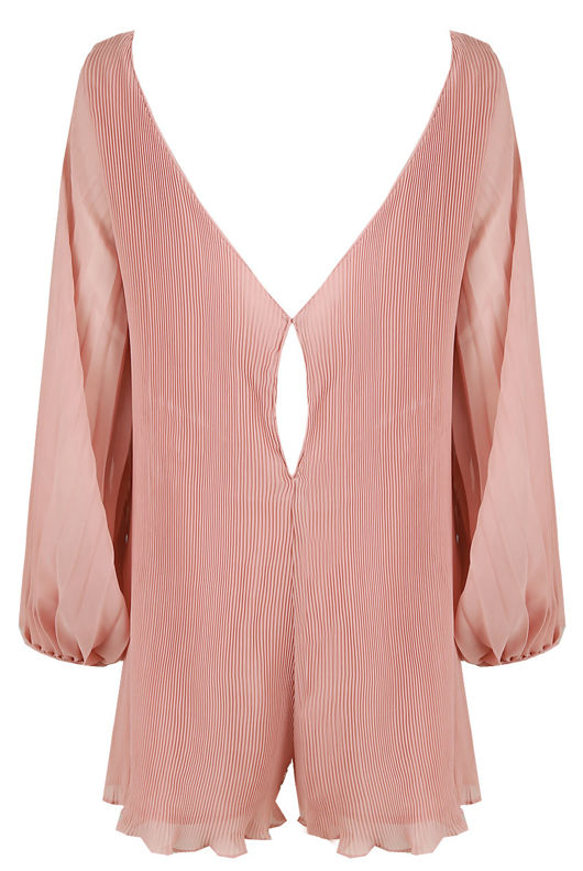 Rose Pleated Back Button Up Playsuit 