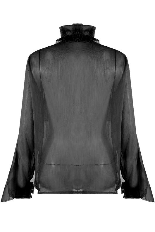 Black Organza Blouse With Frill Detail