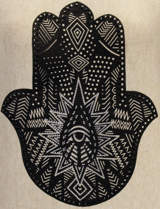  Beaded Aztec Palm Design Back Slit Jumper